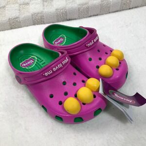Crocs Barney Dinosaur Classic Clogs Sandals Big Kids J3 Shoes Retro Gift NEW